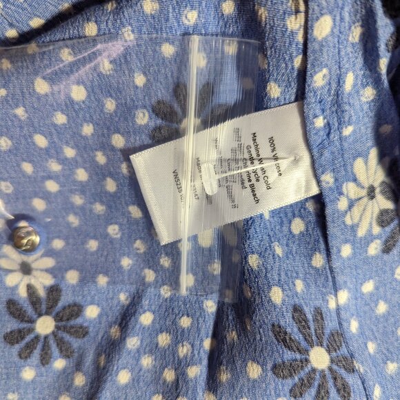 NWT Talbots Top Womens PM Petite Medium Wrap Blouse with Side Tie Blue Dots - Picture 7 of 7